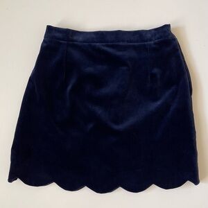 Oscar de la Renta Girls’ Navy Velvet Scallop Skirt - 10Y